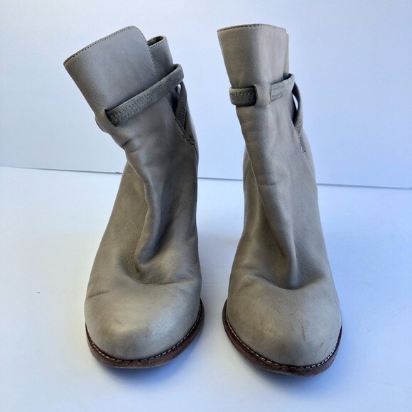 Joie Rigby Heeled Leather Ankle Boots Bootie Stacked Heel Tan 39 - Picture 3 of 12